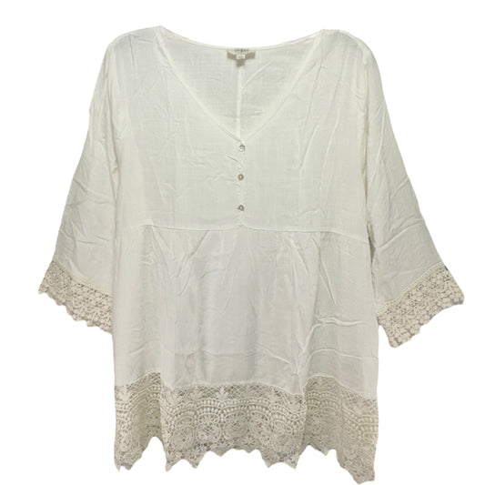 3/4 Sleeve Lace Trim Tunic By Umgee  Size: L