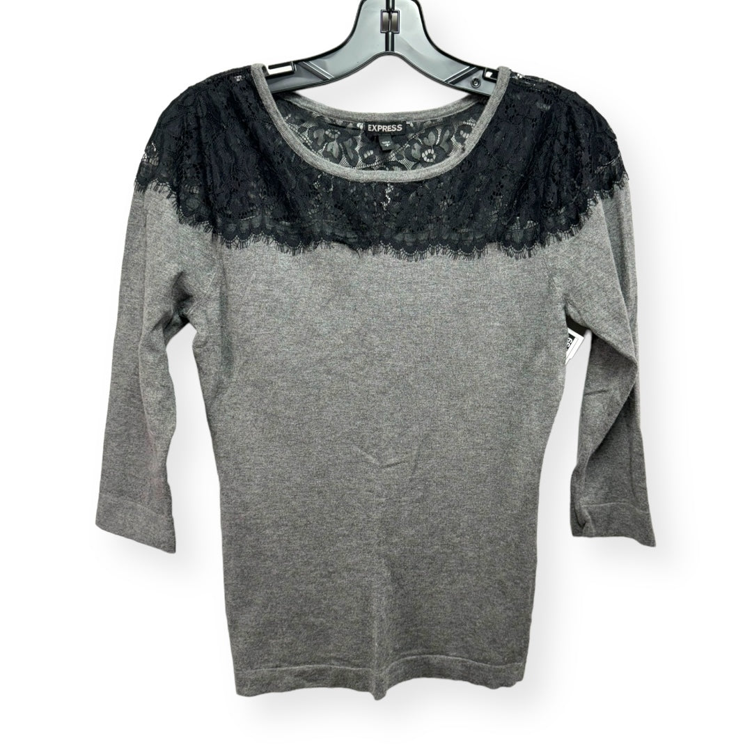 Black & Grey Top 3/4 Sleeve Express, Size S