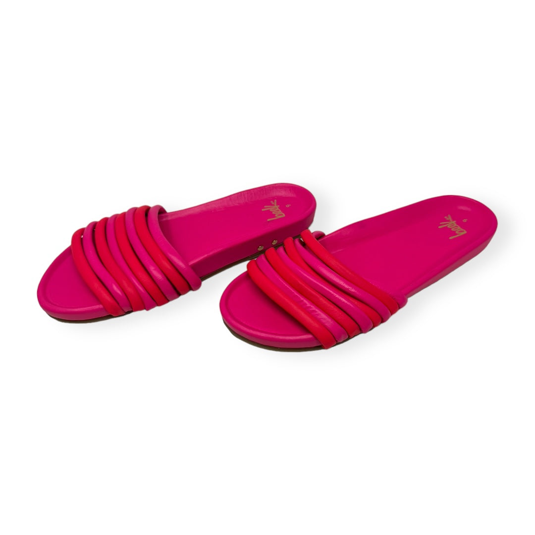 Hoopoe Leather Slide Pink Sandals Flats Beek, Size 9