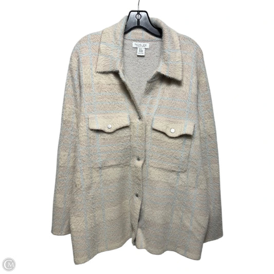 Eyelash Jacket Shirt By Rachel Zoe In Tan, Size: 3x