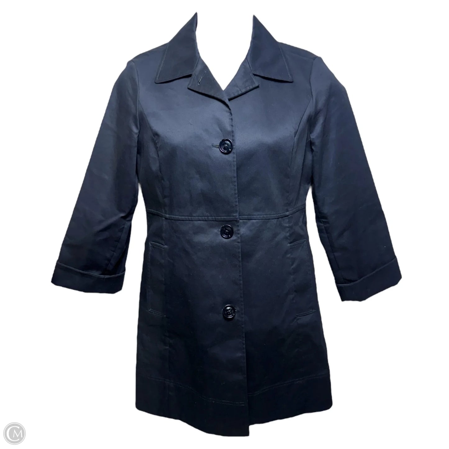Coat Trench Coat By Brooks Brothers In Navy, Size: 8