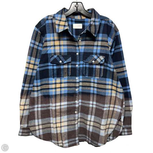 Top Long Sleeve By Panache Apparel In Plaid Pattern, Size: Xl