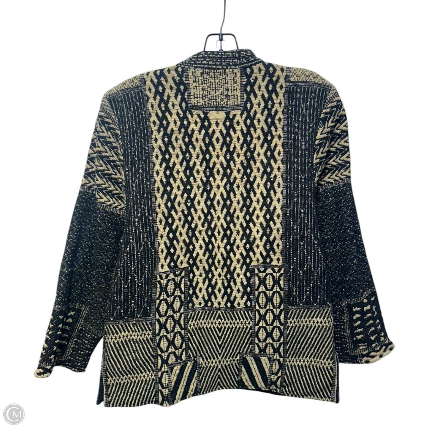 Indian Woven Cotton Jacket By Kashi In Black & Tan, Size: S
