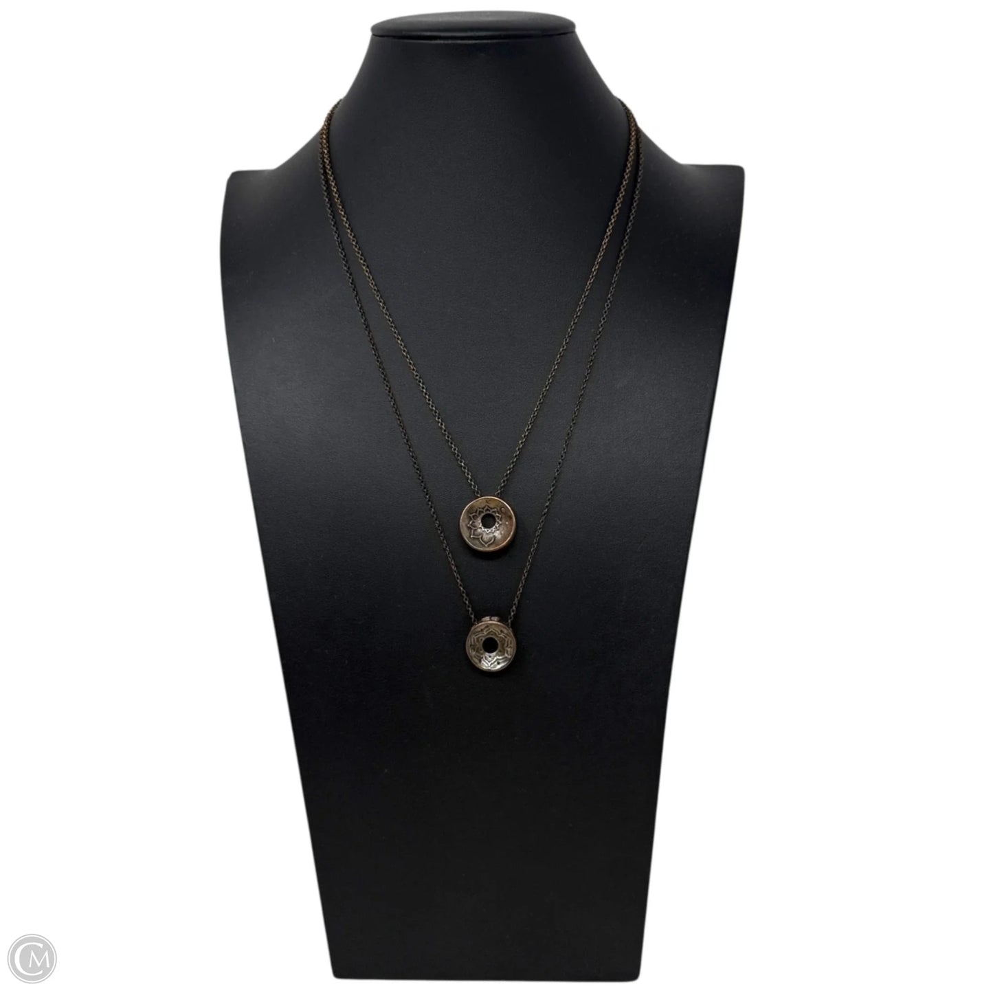 Double Copper Pendant Layered Necklace Set Of 2