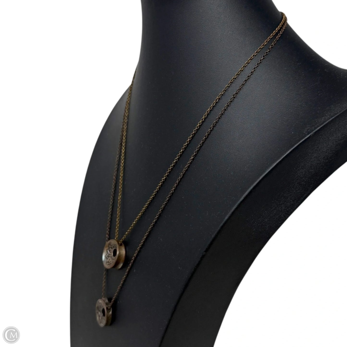 Double Copper Pendant Layered Necklace Set Of 2