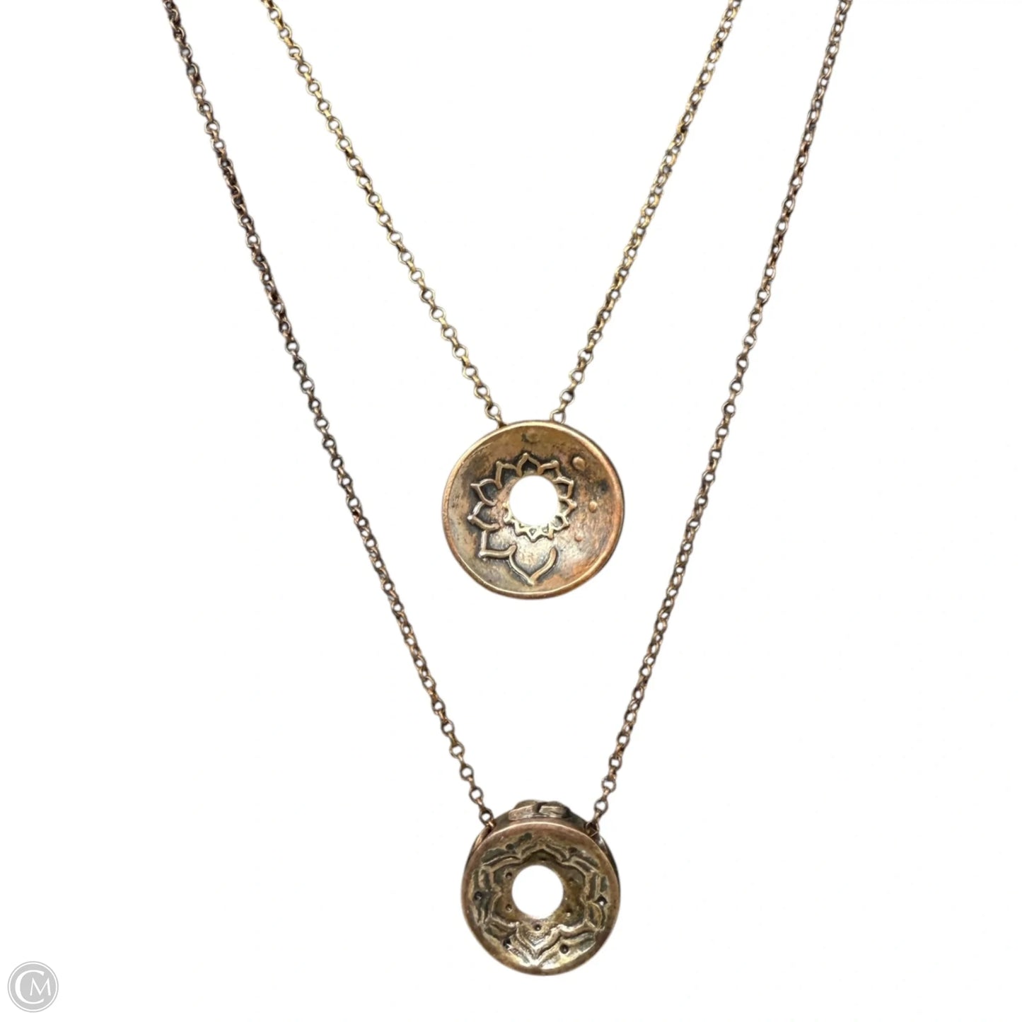 Double Copper Pendant Layered Necklace Set Of 2