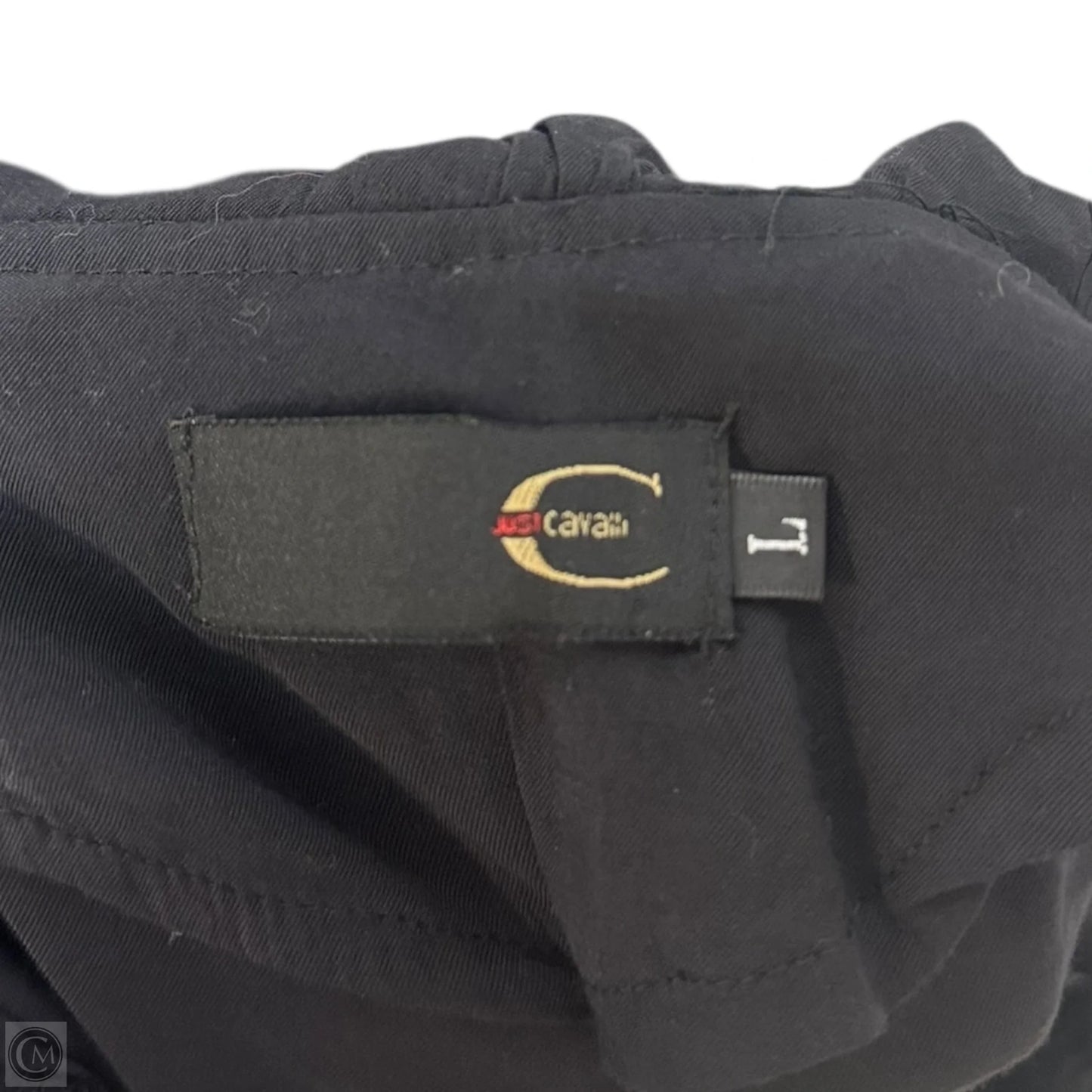 Ruffle Neck Cotton Ruched Dress Designer By Just Cavalli In Black, Size: L