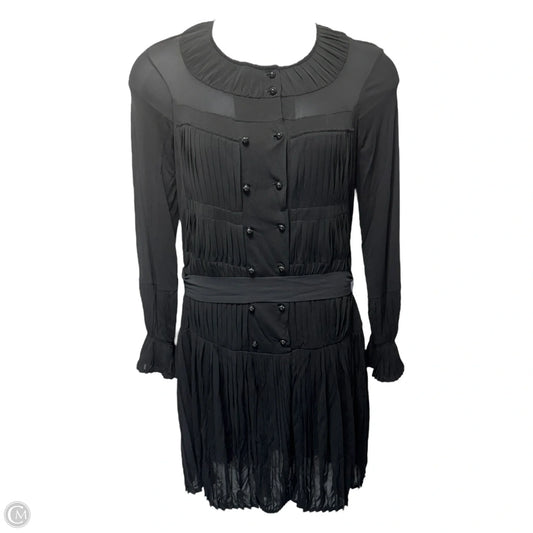 Rive Gauche Sheer Pleated Midi Dress Luxury Designer By Yves Saint Laurent In Black, Size: L