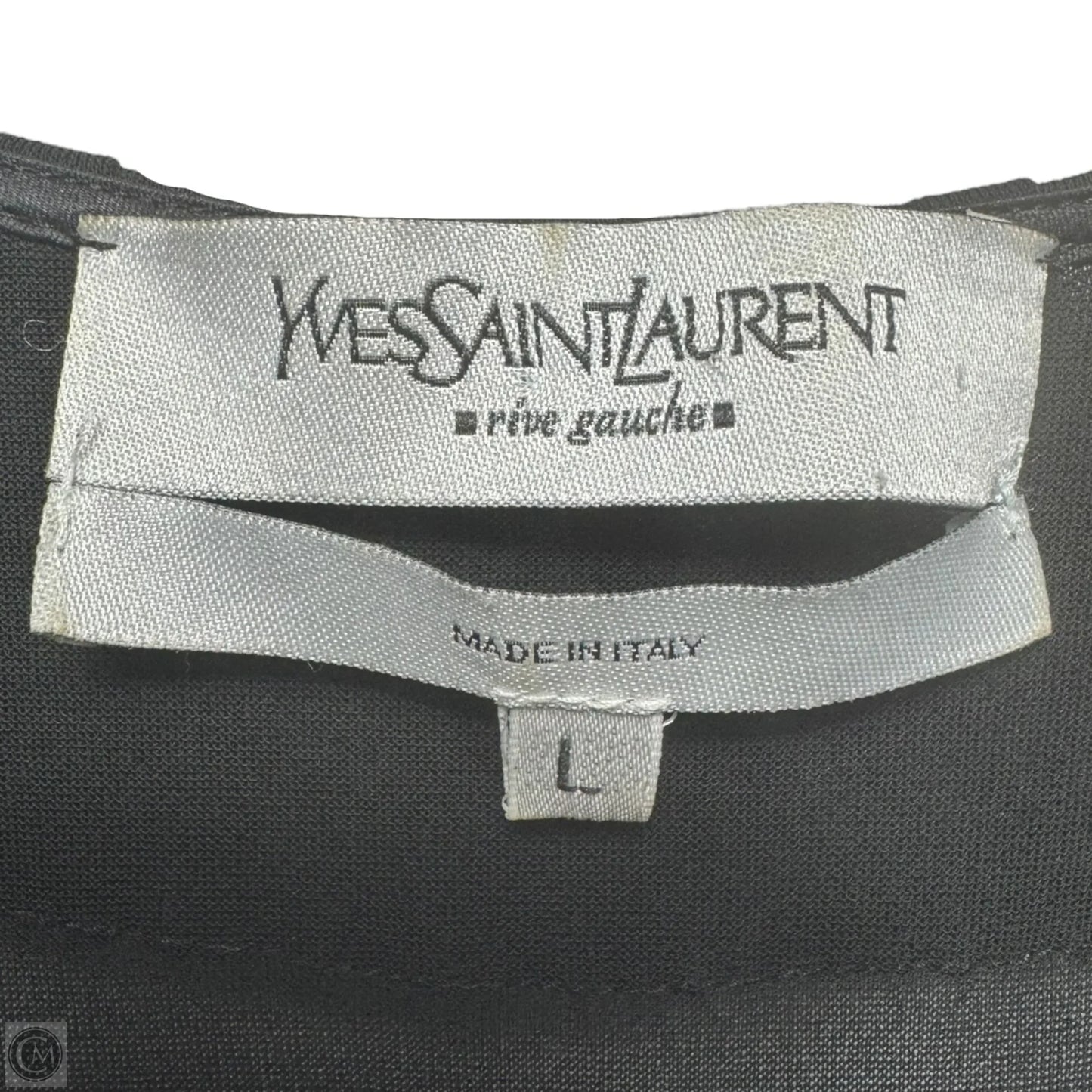Rive Gauche Sheer Pleated Midi Dress Luxury Designer By Yves Saint Laurent In Black, Size: L