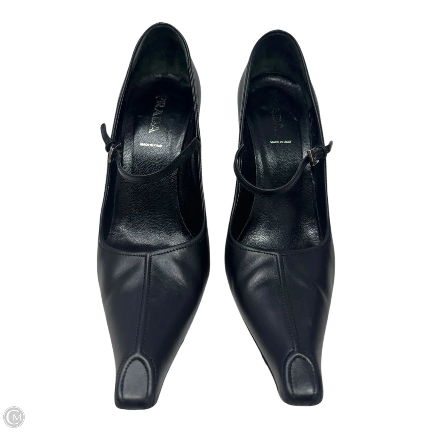 Heels Shoes Luxury Designer By Prada In Black, Size: 10 (IT 40)