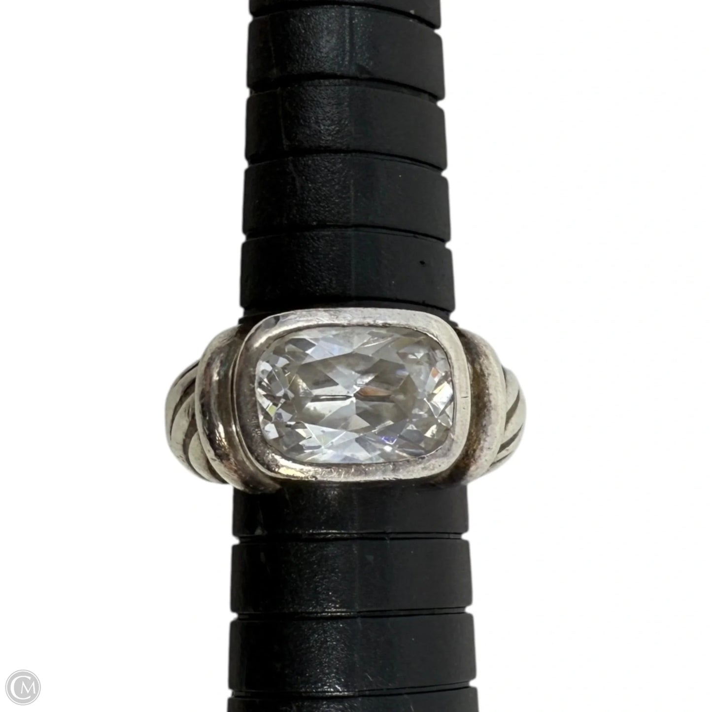 Sterling Silver Square Cubic Zirconia Cable Ring, Size: 5.5