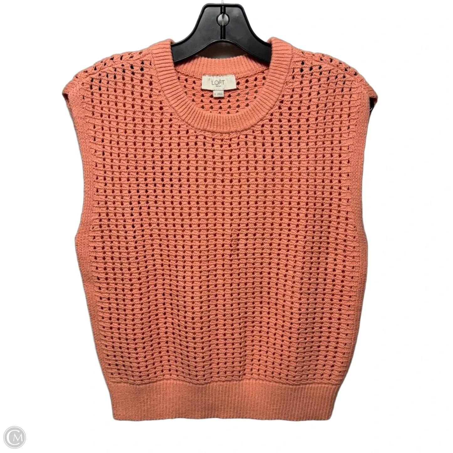 Open Knit Vest Sweater By Loft In Orange, Size: S