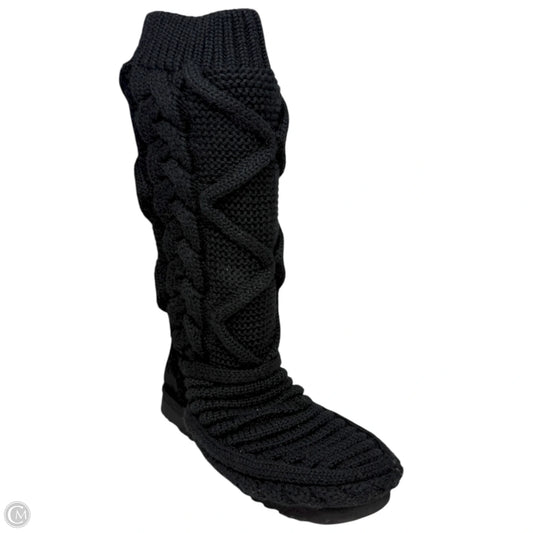 Classic Cardi Cabled Knit Boots Designer By Ugg In Black, Size: 10
