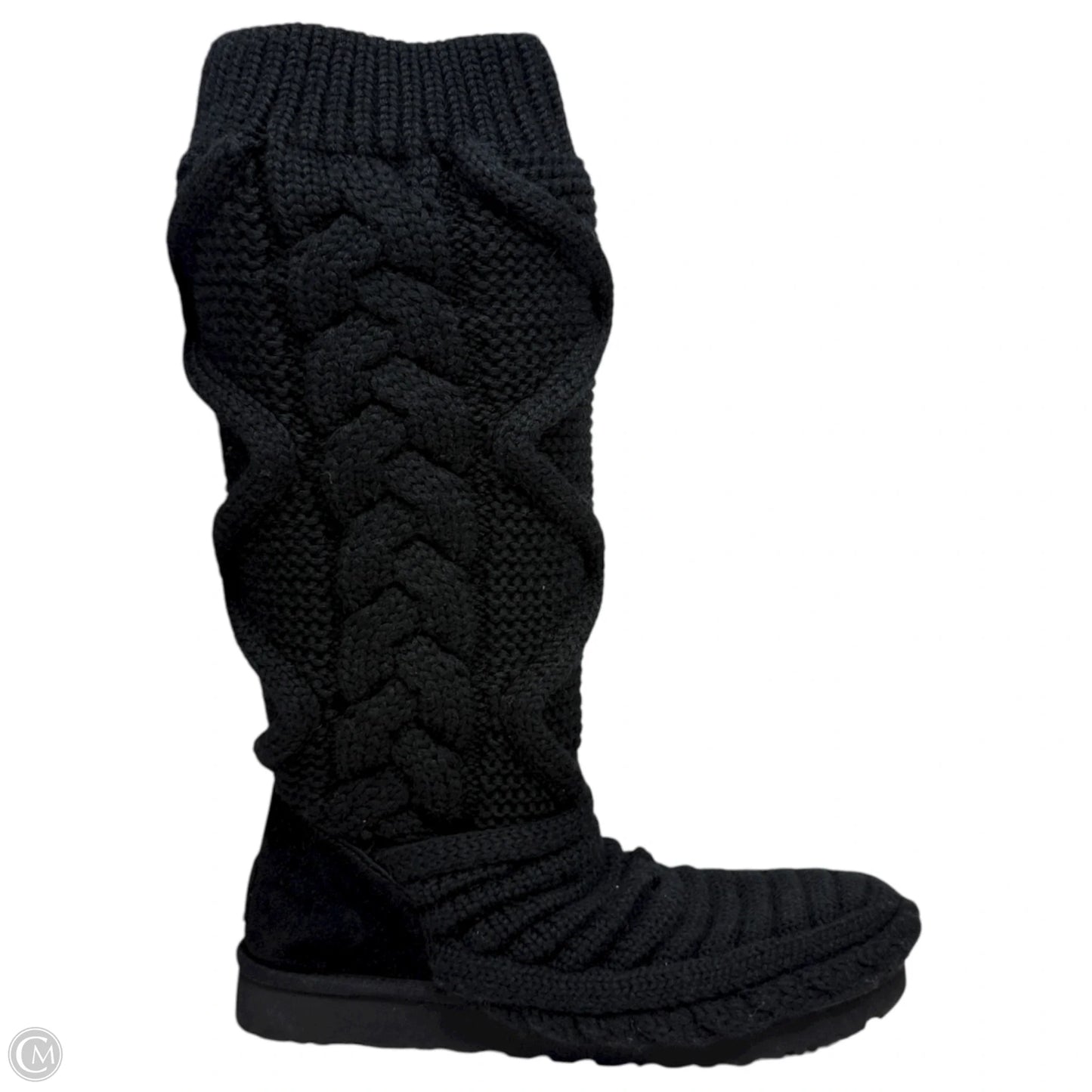 Classic Cardi Cabled Knit Boots Designer By Ugg In Black, Size: 10