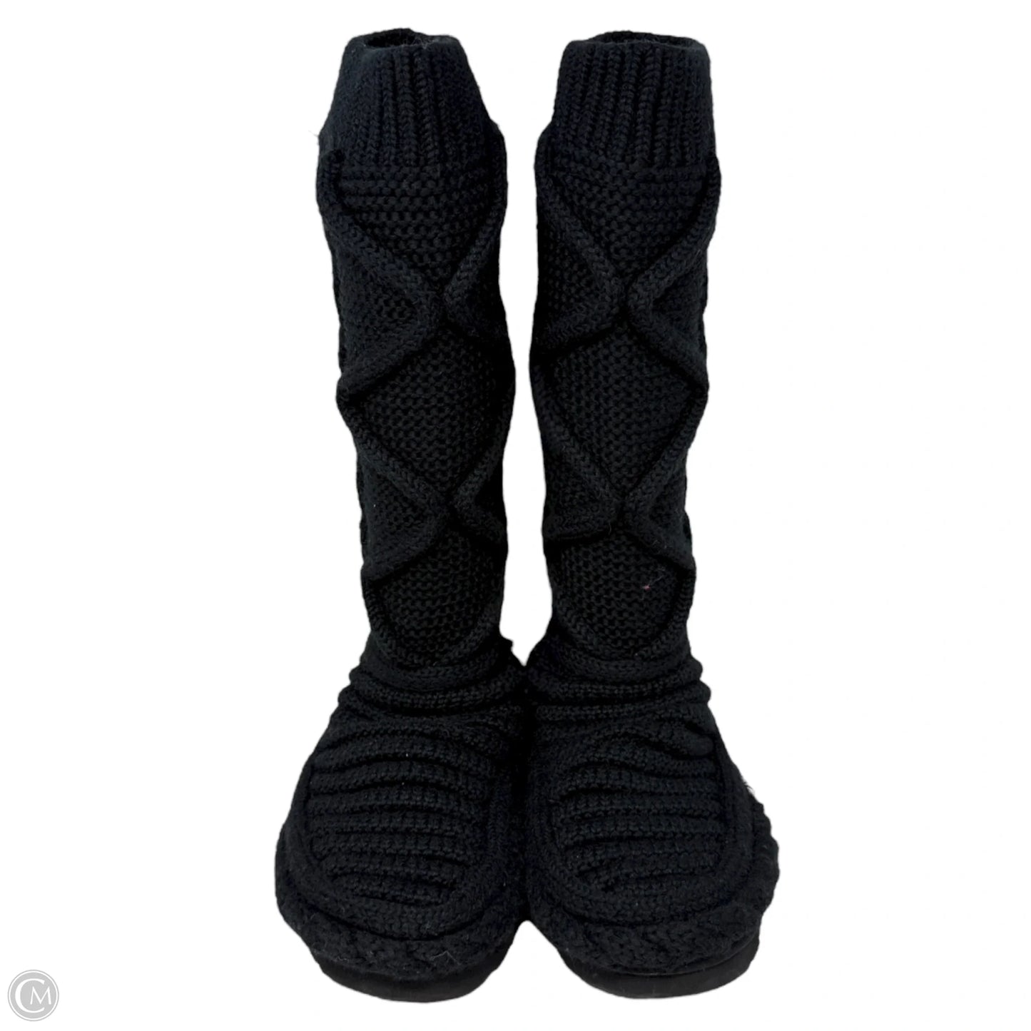 Classic Cardi Cabled Knit Boots Designer By Ugg In Black, Size: 10