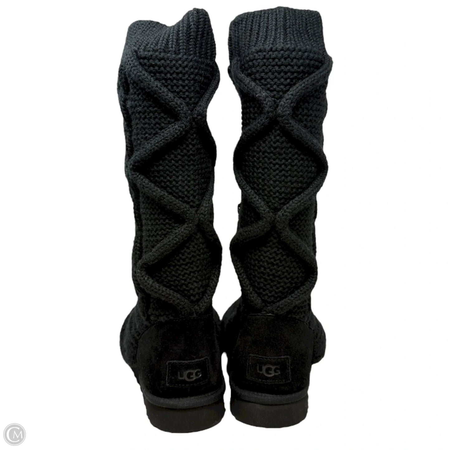 Classic Cardi Cabled Knit Boots Designer By Ugg In Black, Size: 10