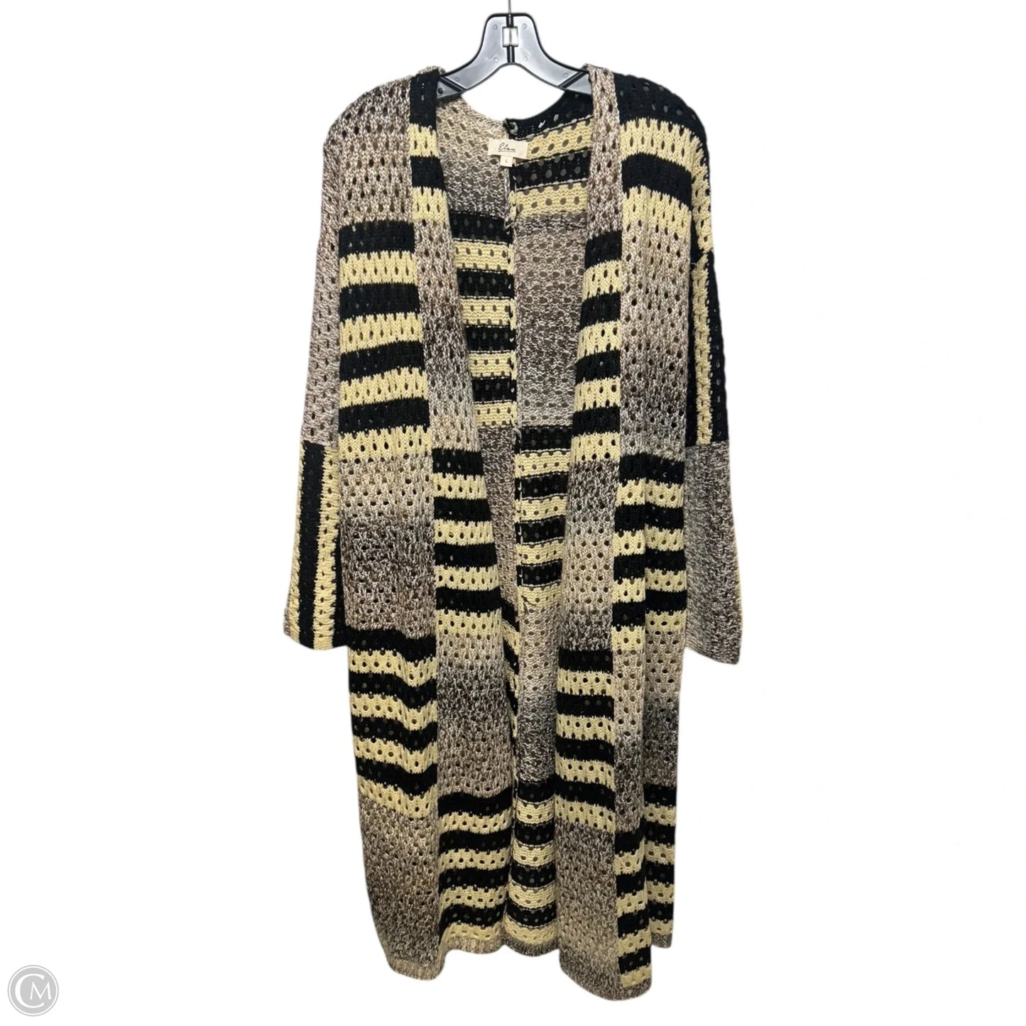 Open Knit Sweater Cardigan By Elan In Multi-colored, Size: L