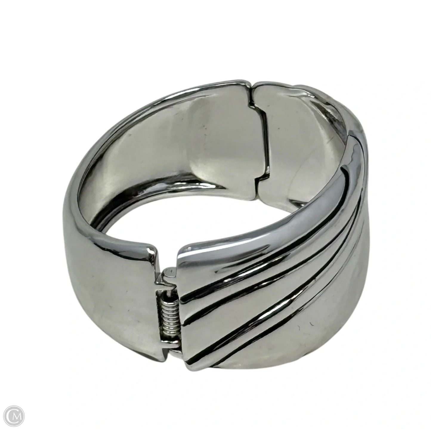 Silver Tone Wave Hinged Cuff Bracelet By Chicos