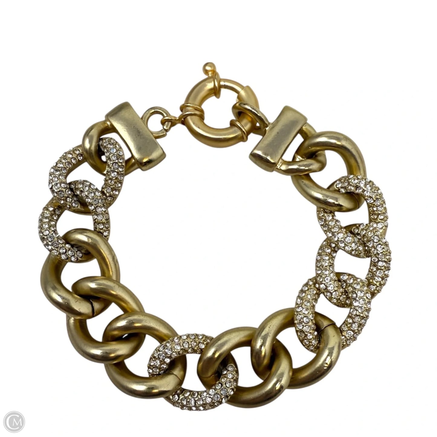 Gold Tone & CZ Chunky Curb Link Bracelet