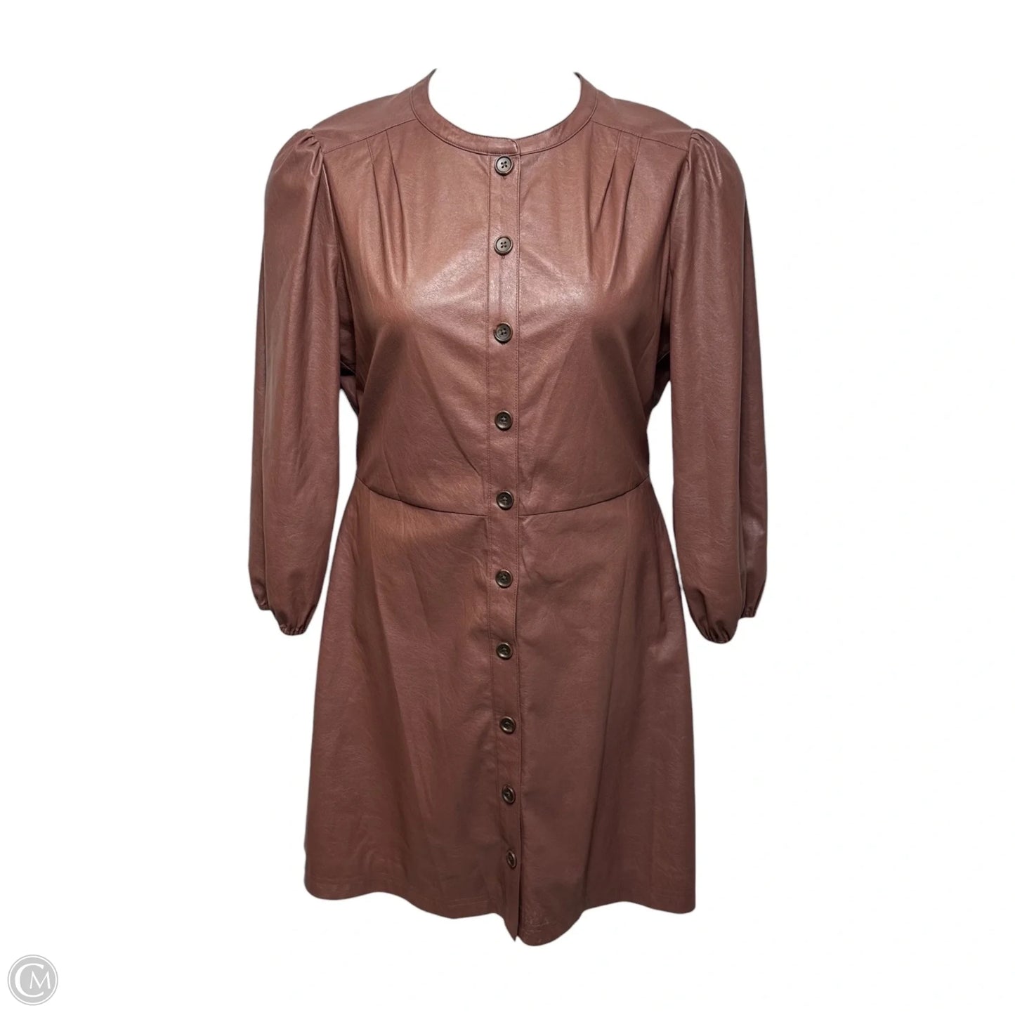 Tallen Faux Leather Shirtdress By Shoshanna In Brown, Size: 12
