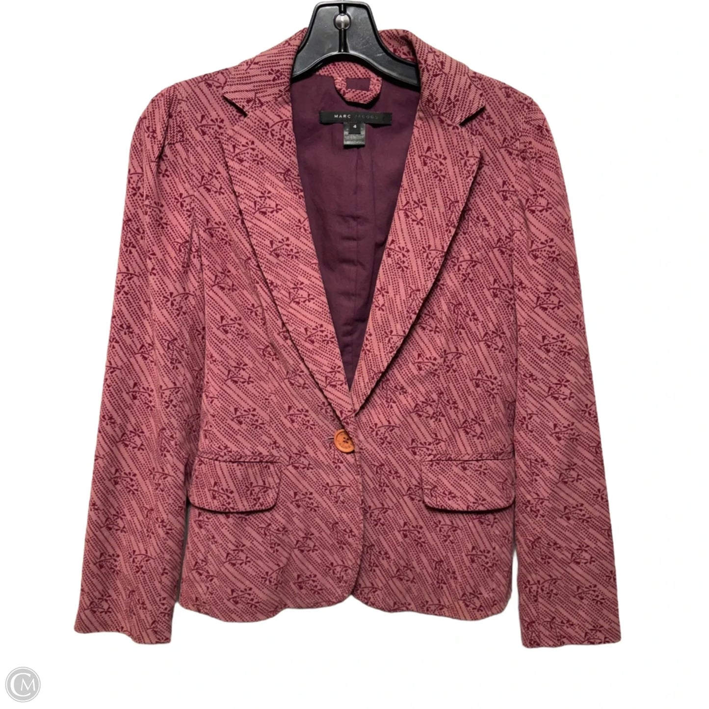Corduroy Blazer Luxury Designer By Marc Jacobs In Pink & Red, Size: 4