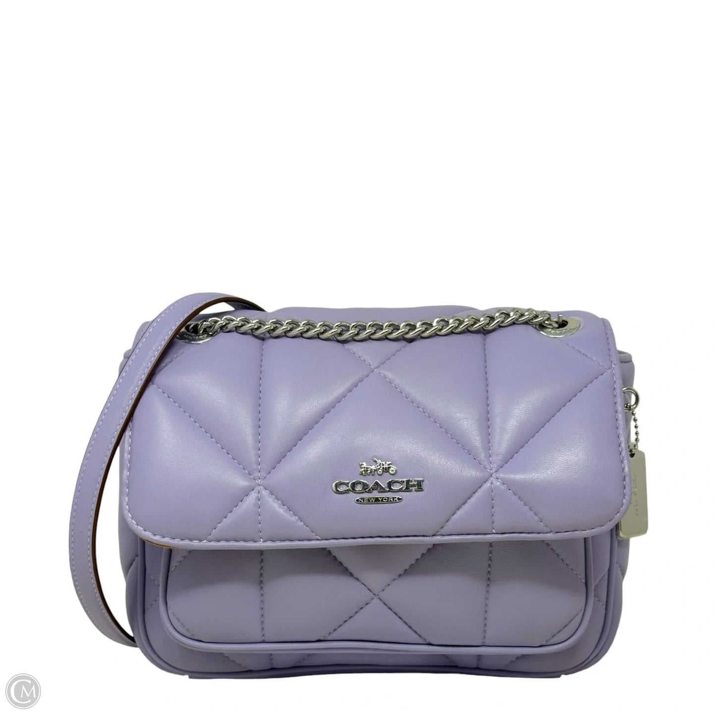 Quilted Leather Klare Crossbody 25 In Silver/Mist Designer By Coach, Size: Medium