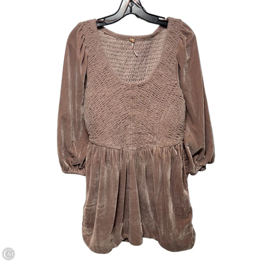 Velvet Smocked Dress Casual Short By Free People In Mauve, Size: Xs