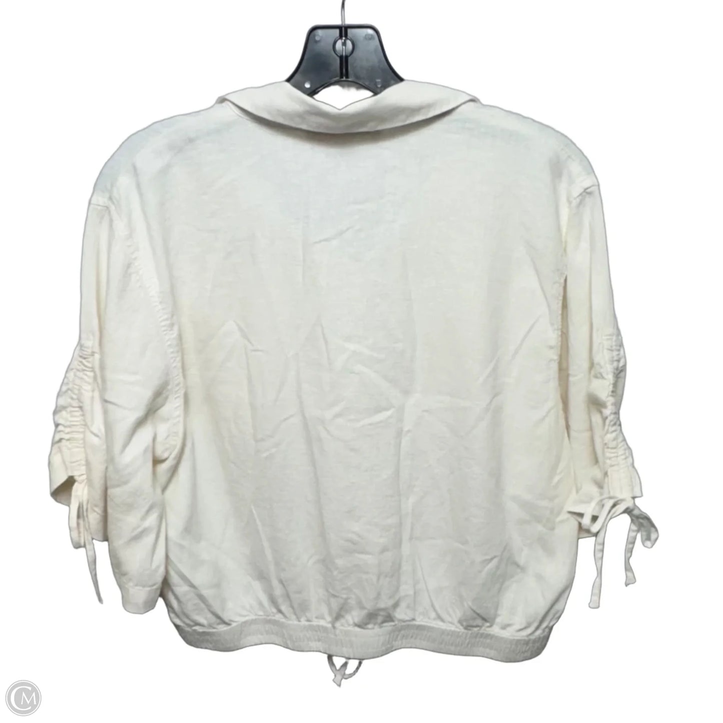 Linen Blend Top Short Sleeve By Loft In Tan, Size: M