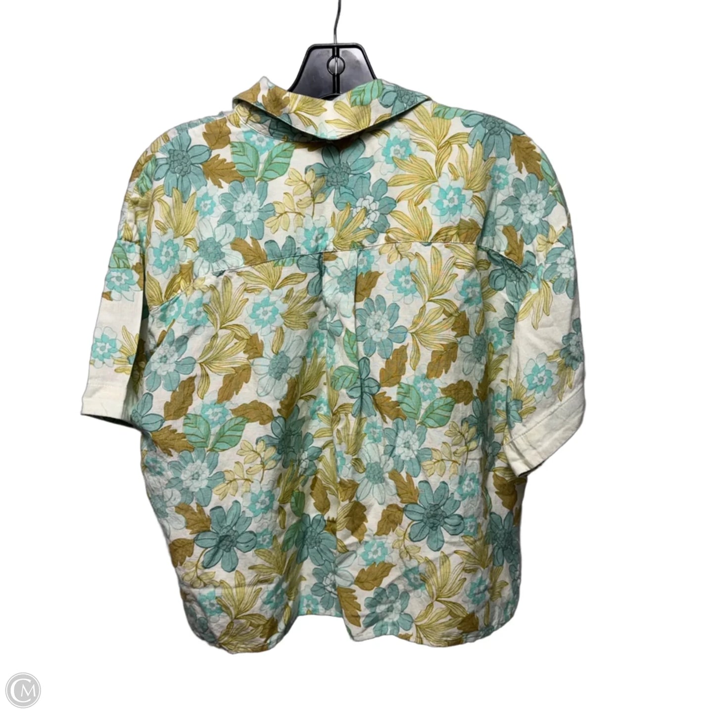 Linen Blend Top Short Sleeve By Loft In Floral Print, Size: S
