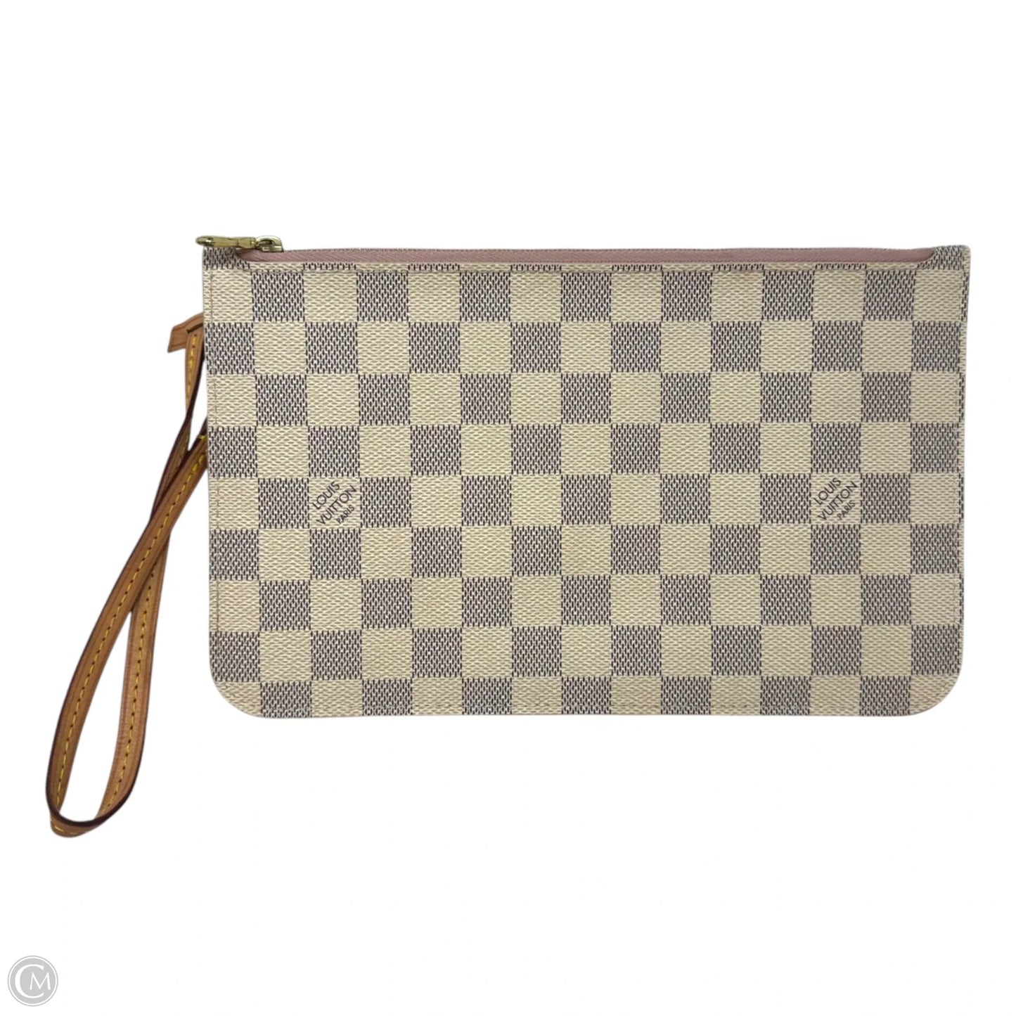 Damier Azur Pochette Wristlet Luxury Designer By Louis Vuitton, Size: Medium