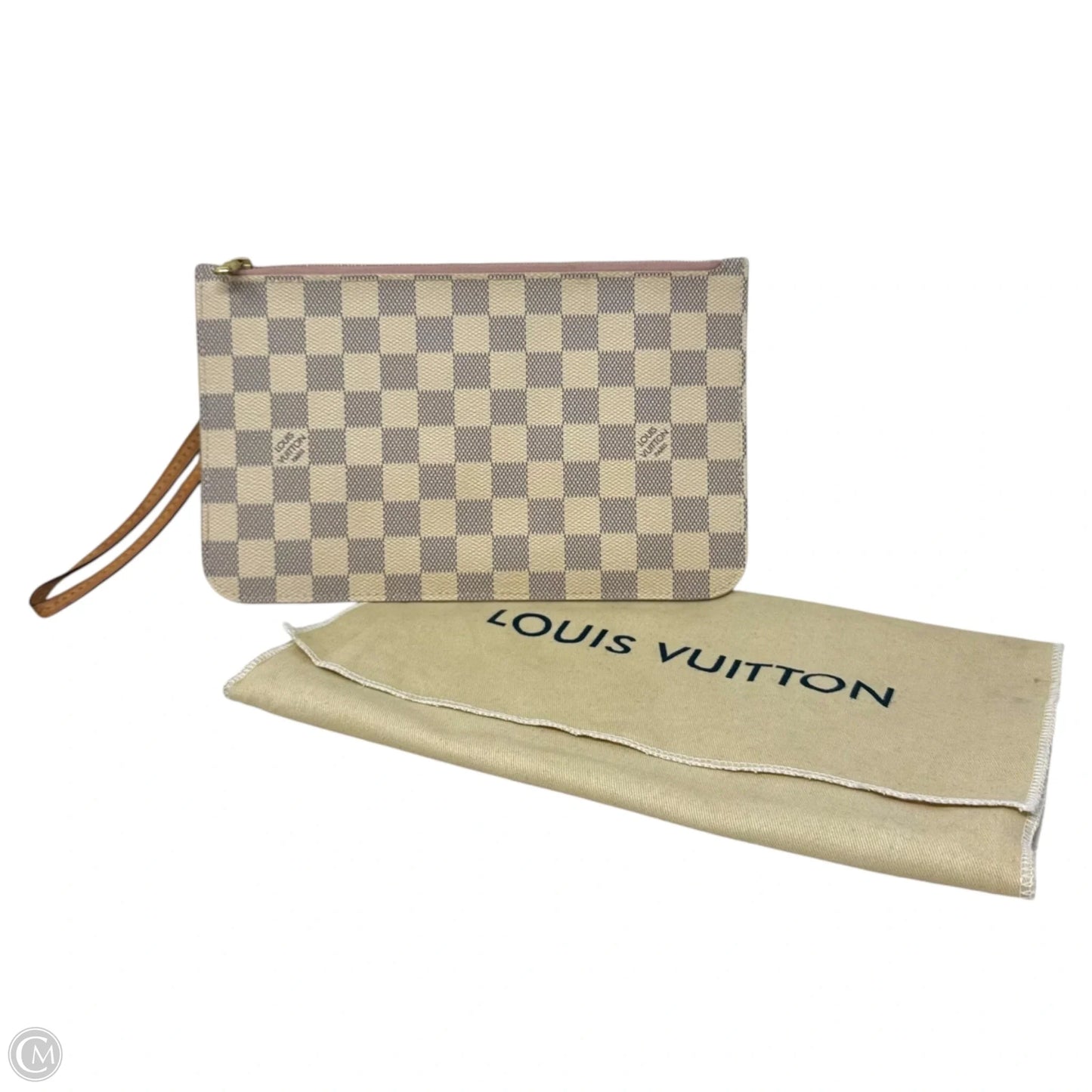 Damier Azur Pochette Wristlet Luxury Designer By Louis Vuitton, Size: Medium
