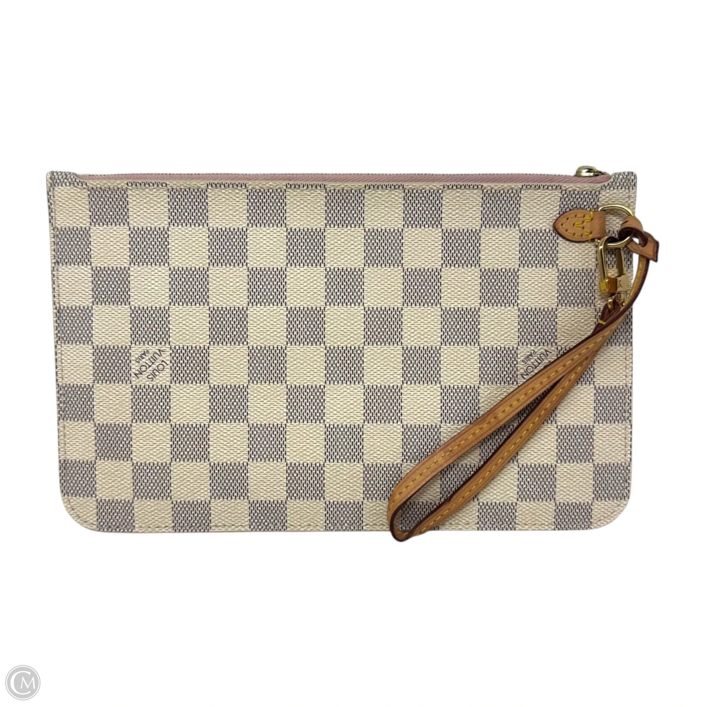 Damier Azur Pochette Wristlet Luxury Designer By Louis Vuitton, Size: Medium