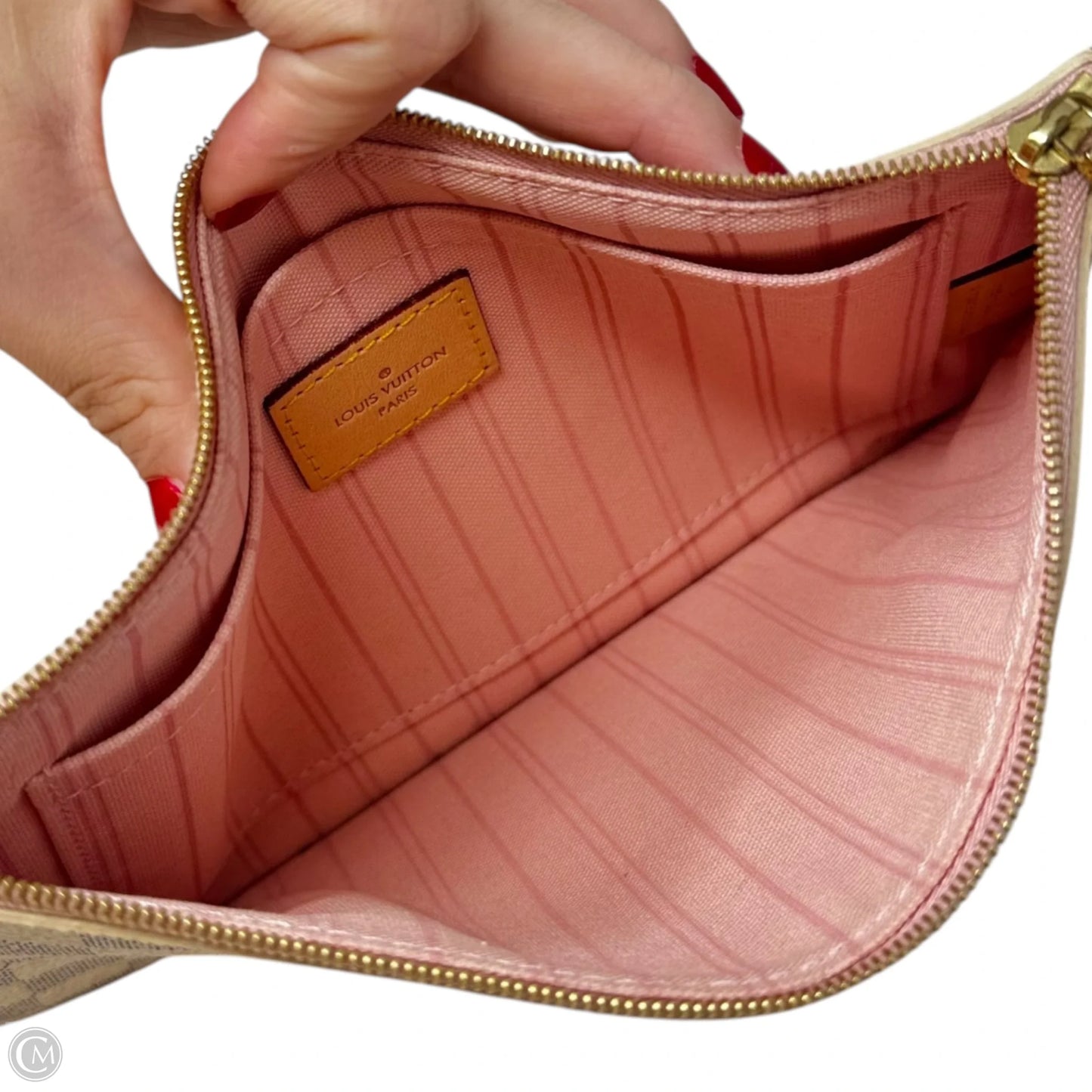 Damier Azur Pochette Wristlet Luxury Designer By Louis Vuitton, Size: Medium
