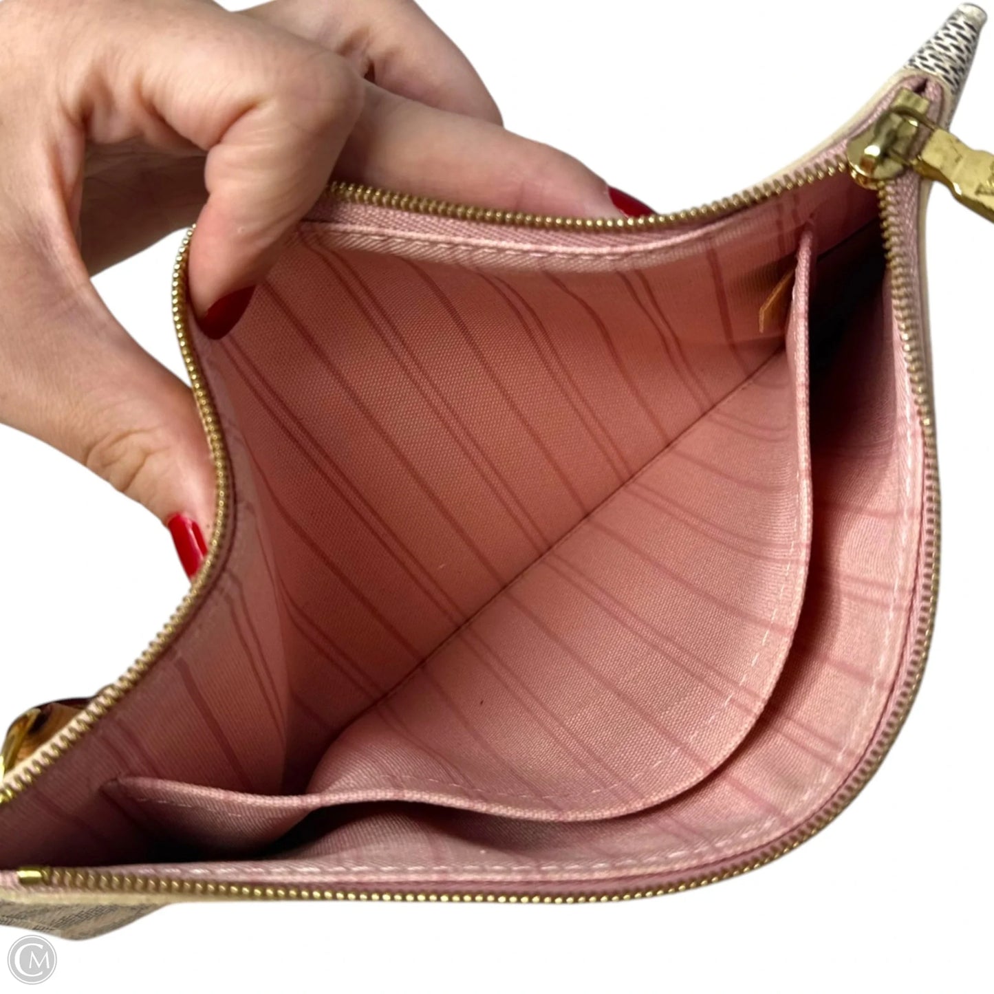 Damier Azur Pochette Wristlet Luxury Designer By Louis Vuitton, Size: Medium