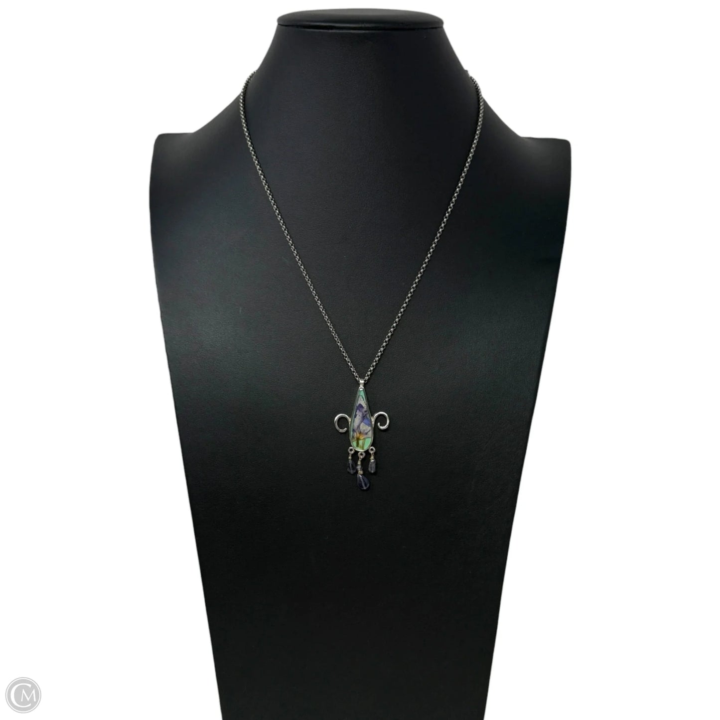Fleur-de-lis Pressed Flower Pendant Necklace By Shar Dixon