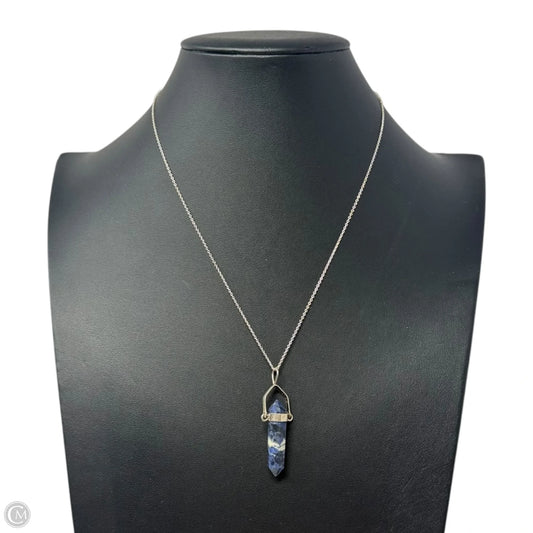 Blue Stone Point Pendant on Sterling Silver Chain Necklace
