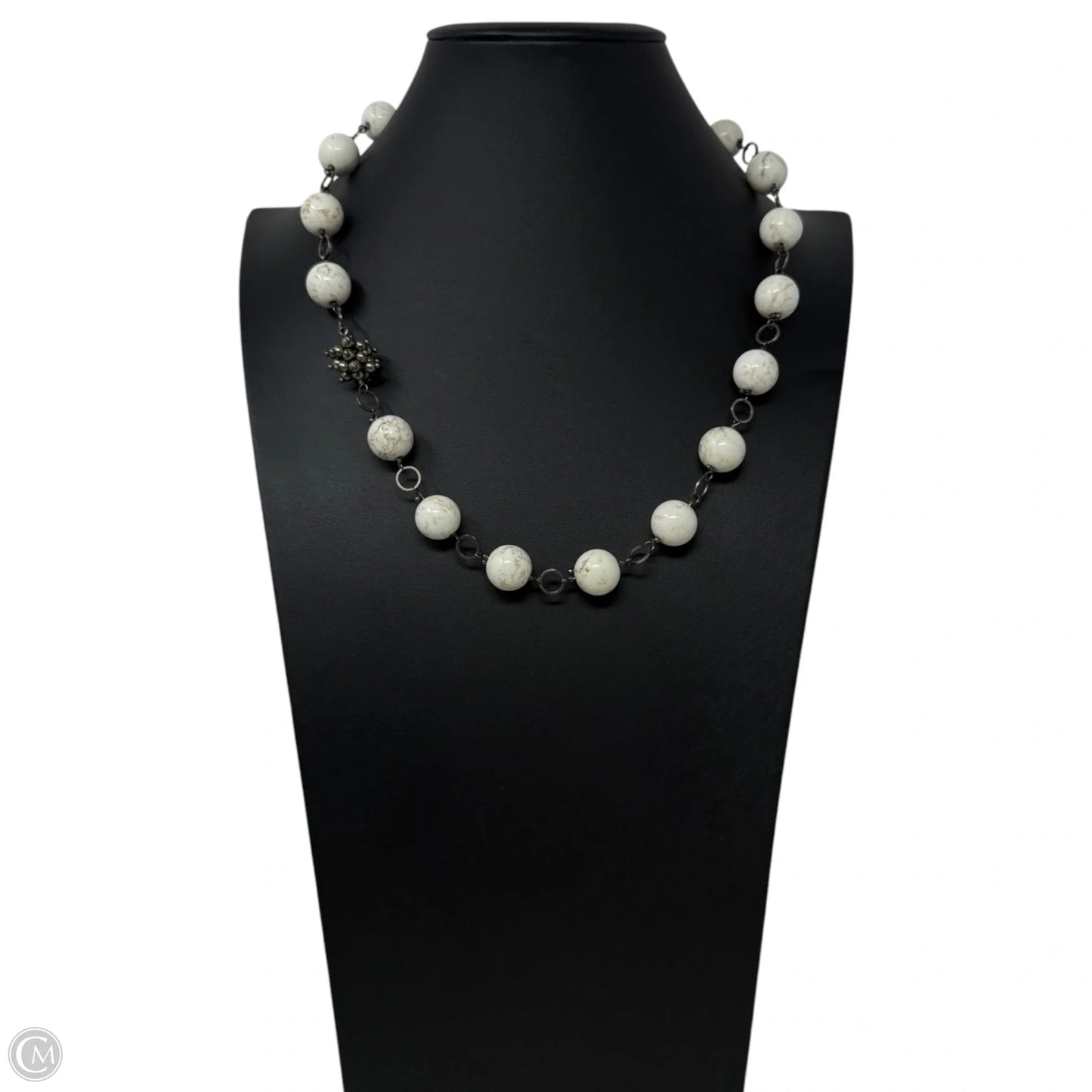 Chunky Magnesite & Marcasite Beaded Collar Necklace
