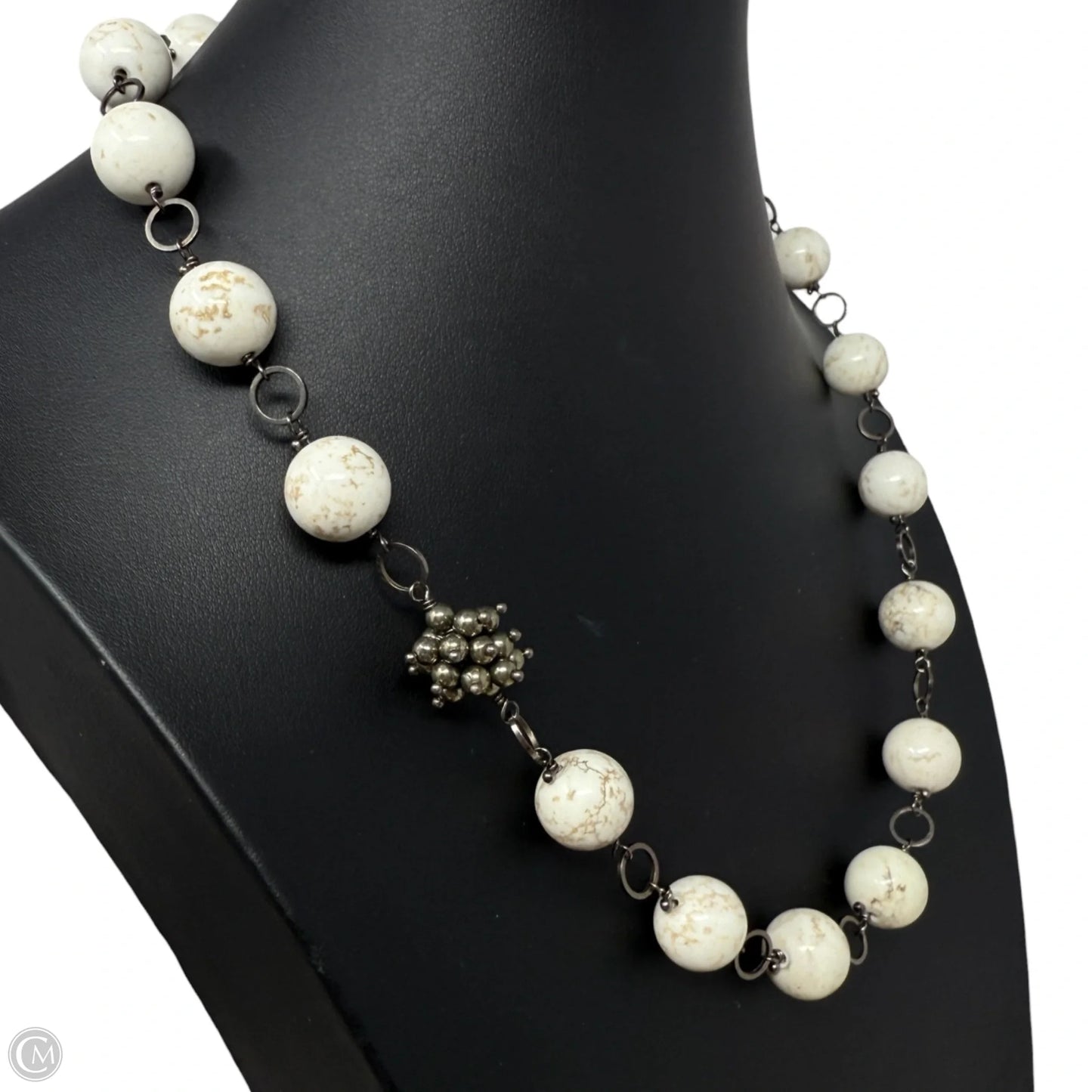 Chunky Magnesite & Marcasite Beaded Collar Necklace