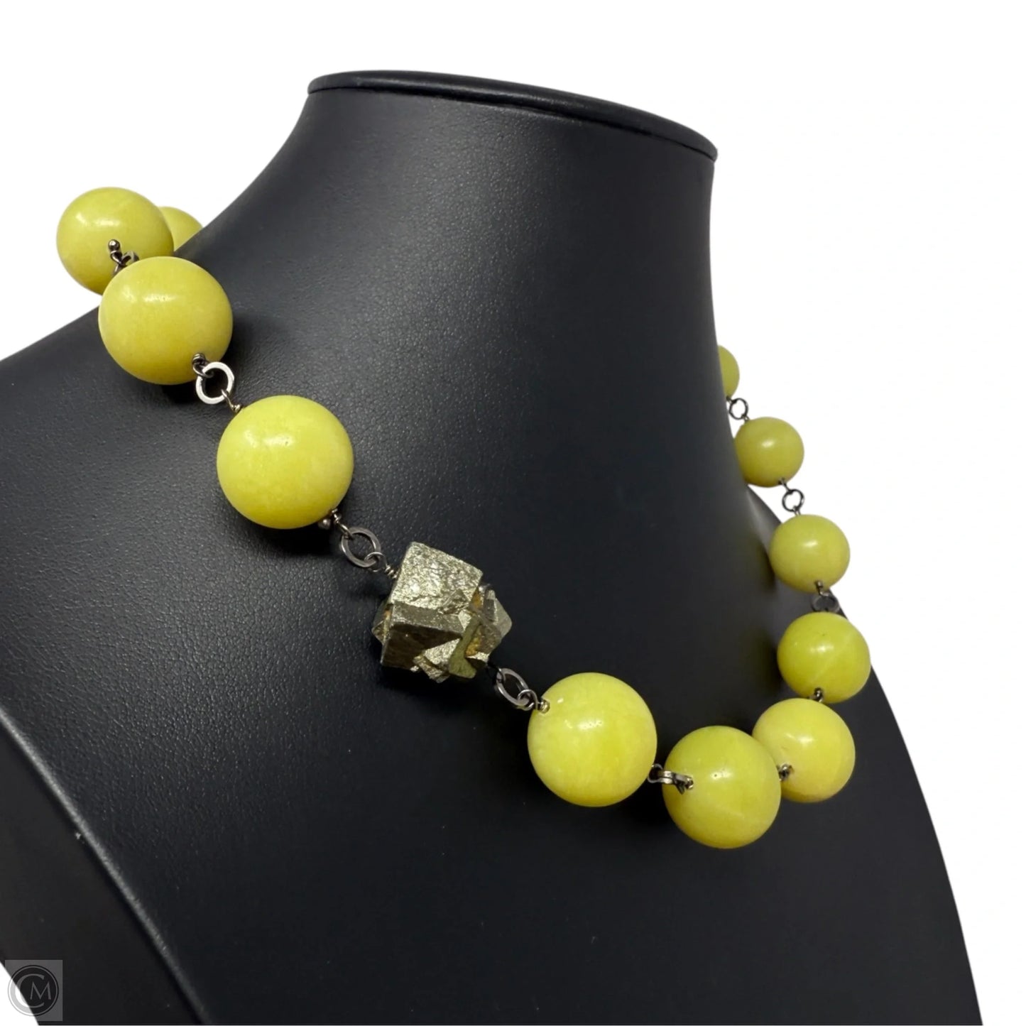 Chunky Serpentine Stone & Pyrite Beaded Collar Necklace