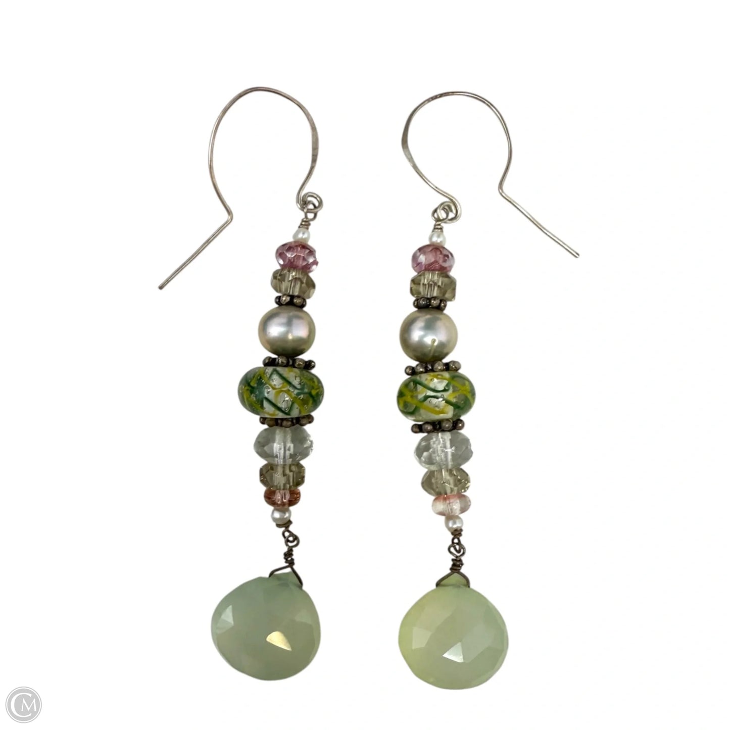 Multicolored Gemstone & Glass Bead Accent Dangle Earrings