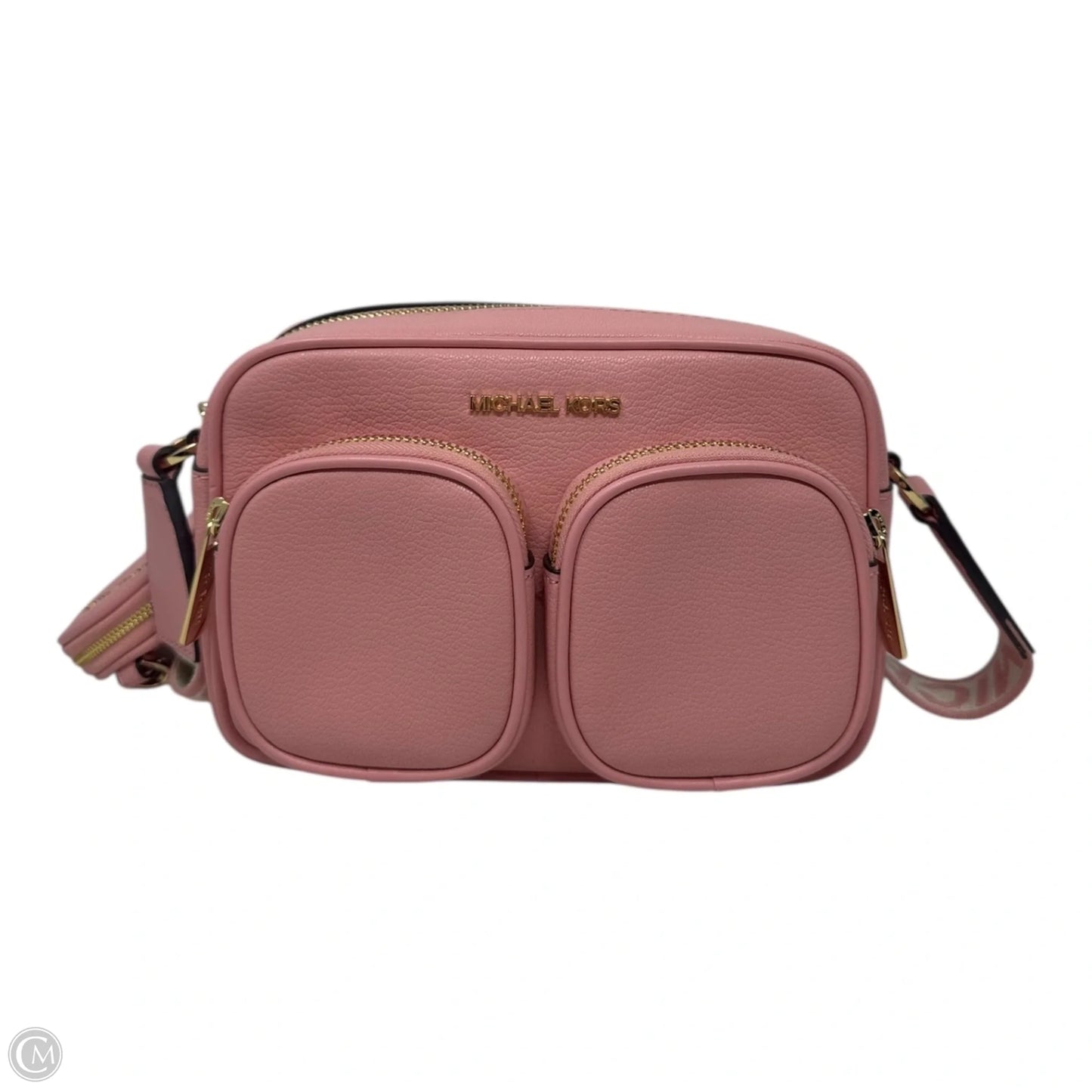 Jet Set Pebbled Leather Pocket Crossbody Bag with Coin Purse & AirPods Case In Pink Designer By Michael Kors, Size: Medium