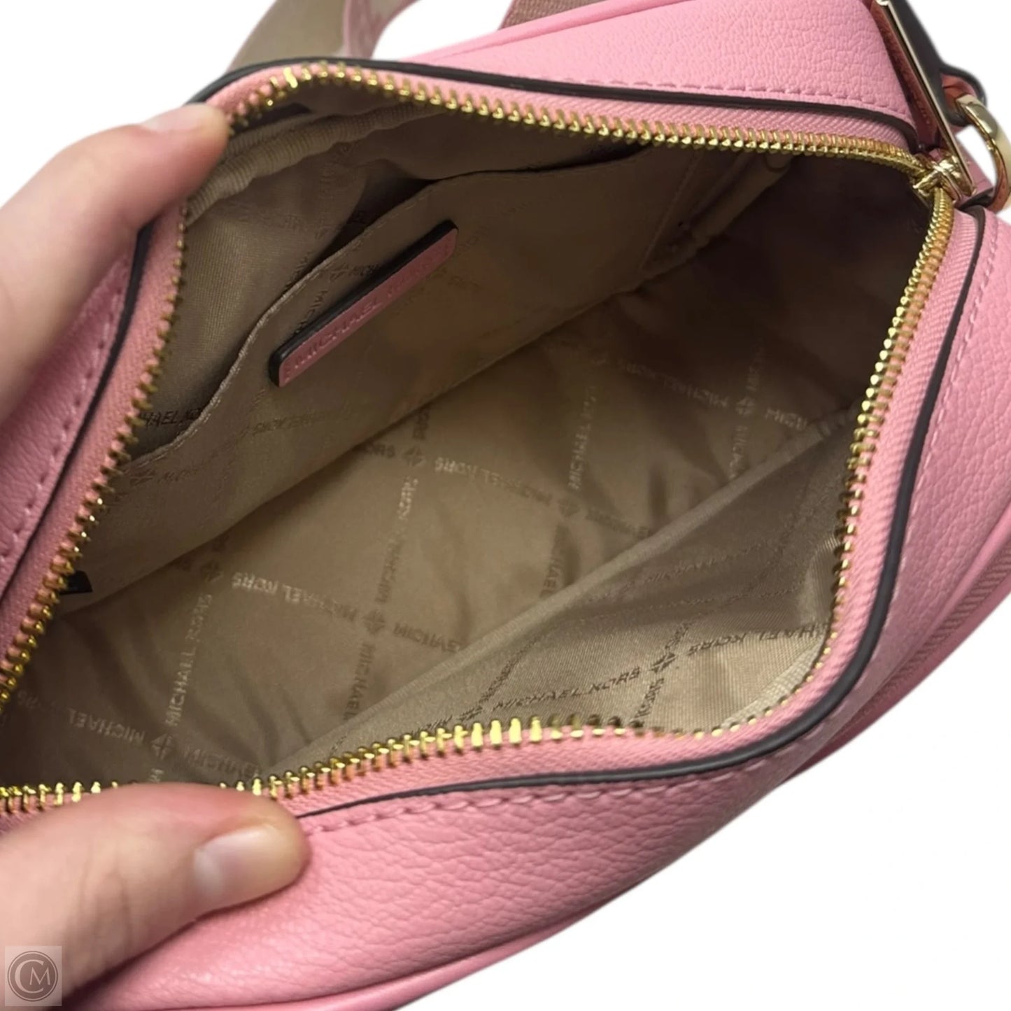 Jet Set Pebbled Leather Pocket Crossbody Bag with Coin Purse & AirPods Case In Pink Designer By Michael Kors, Size: Medium