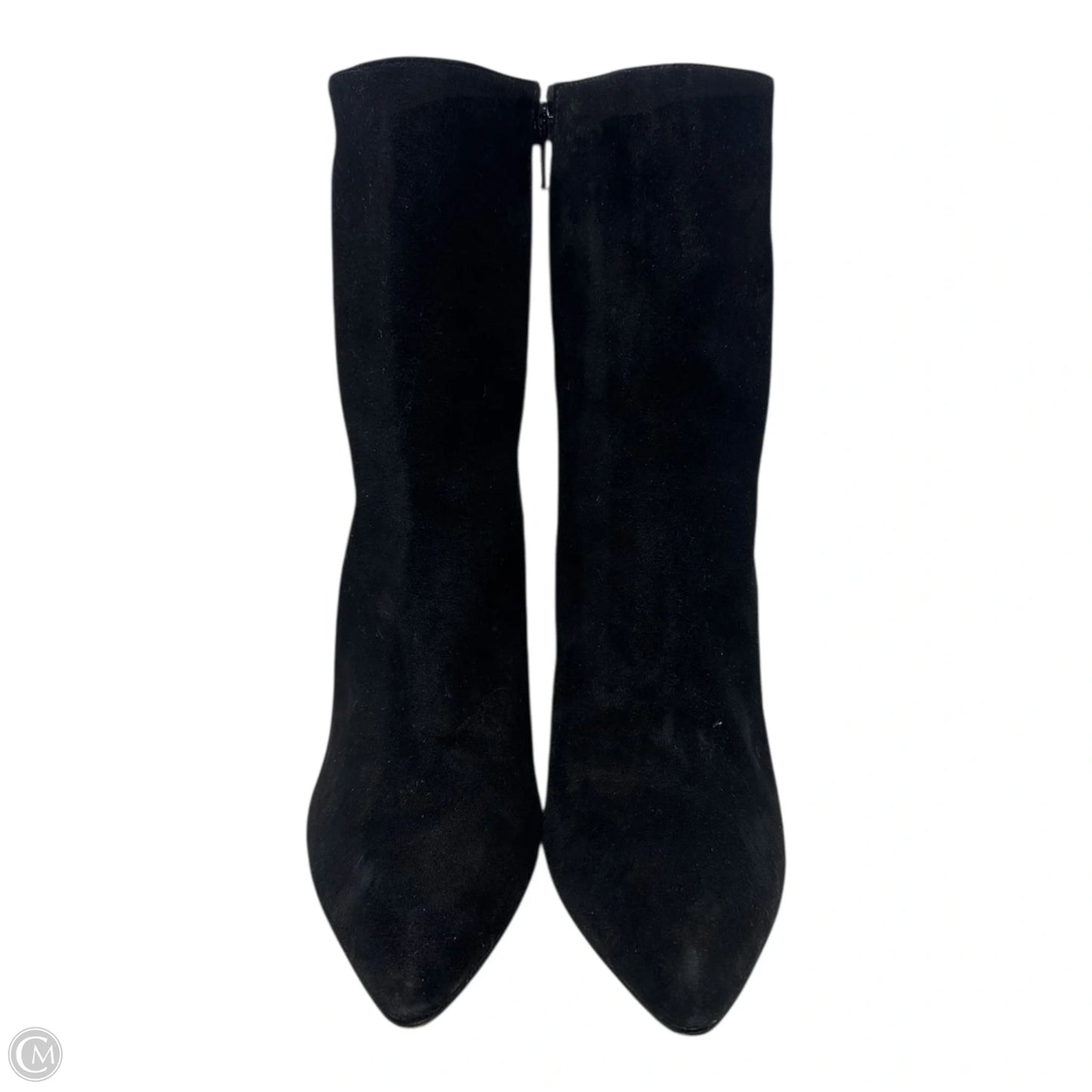 Suede Croc Embossed Wedge Heel Ankle Boots Designer By Stuart Weitzman In Black & Silver, Size: 9.5