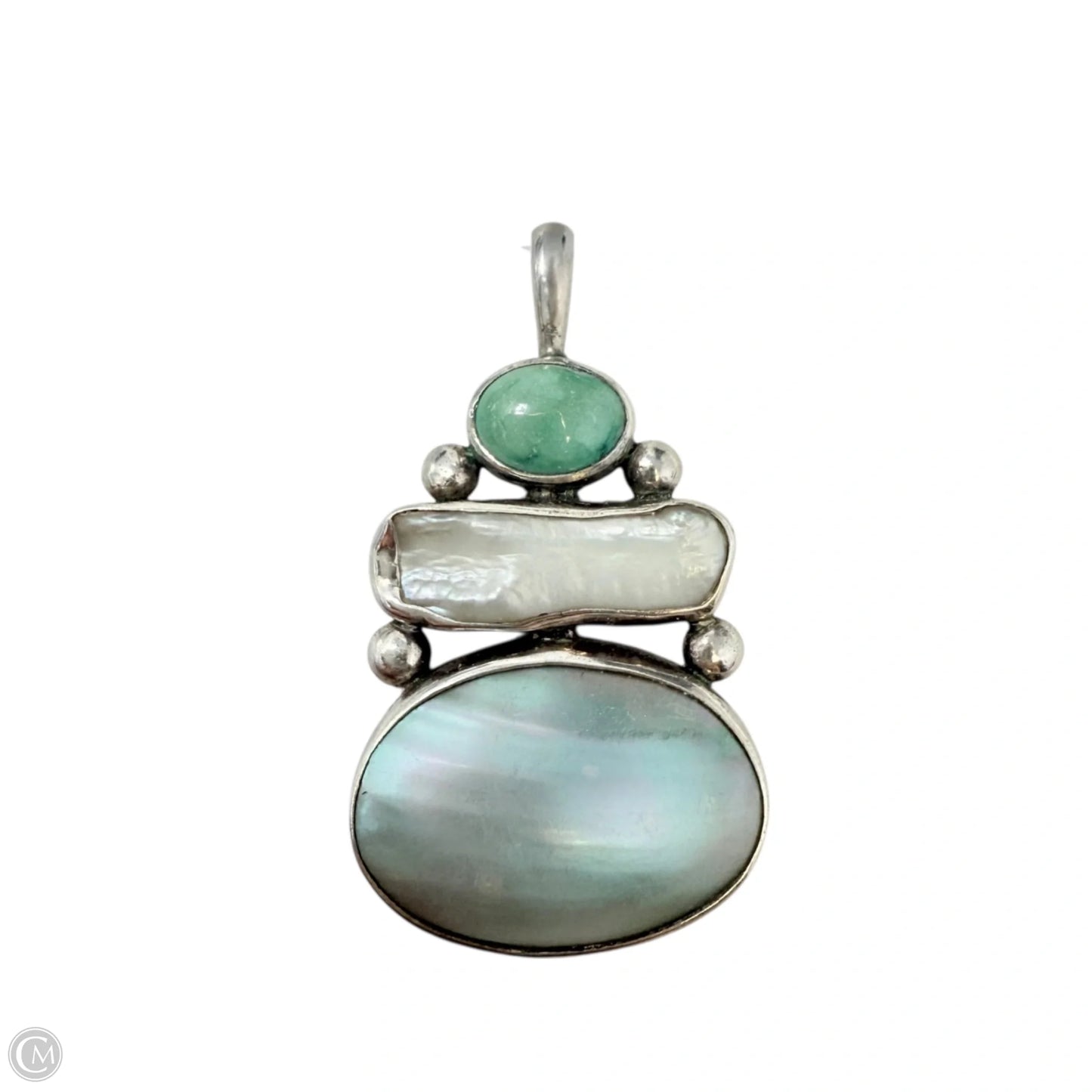Sterling Silver Mother Of Pearl & Gemstone Pendant
