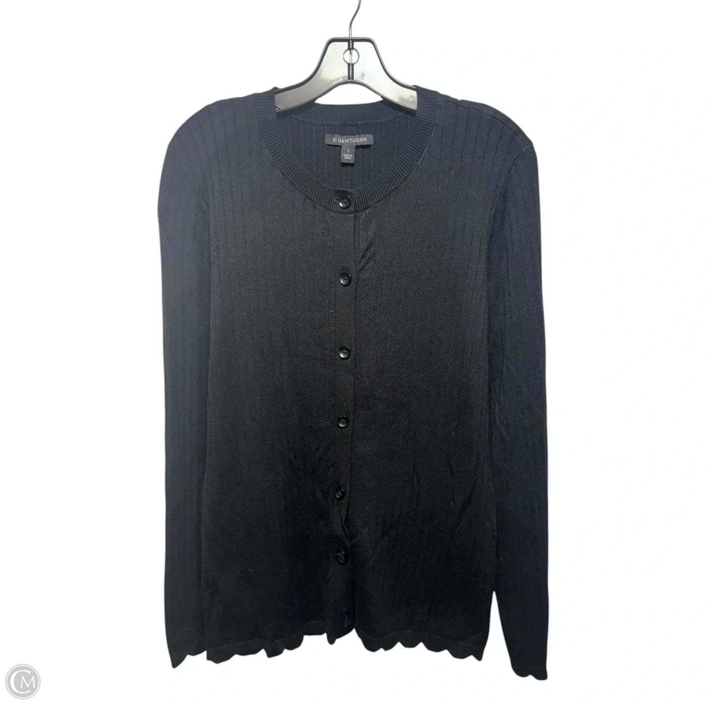Ribbed Sweater Cardigan By Hawthorn In Black, Size: L