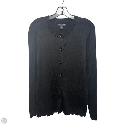 Ribbed Sweater Cardigan By Hawthorn In Black, Size: L