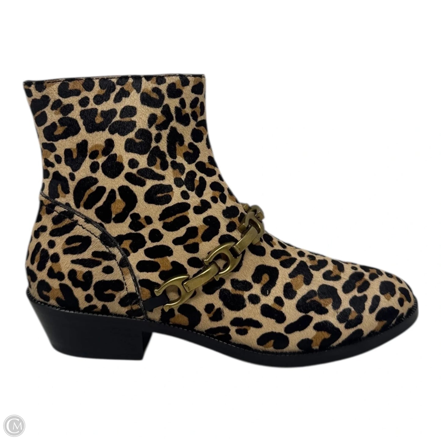 Allen Calfhair Boots Designer By Coach In Animal Print, Size: 7