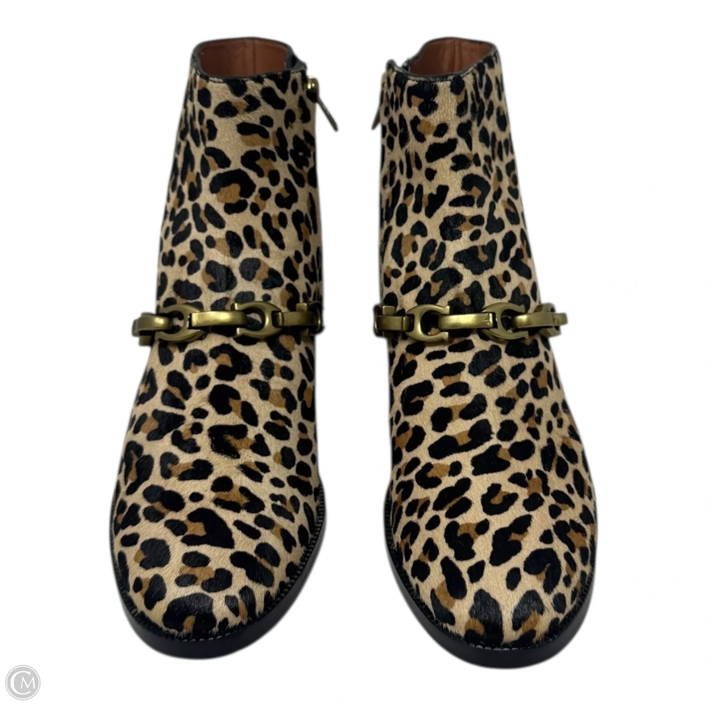 Allen Calfhair Boots Designer By Coach In Animal Print, Size: 7