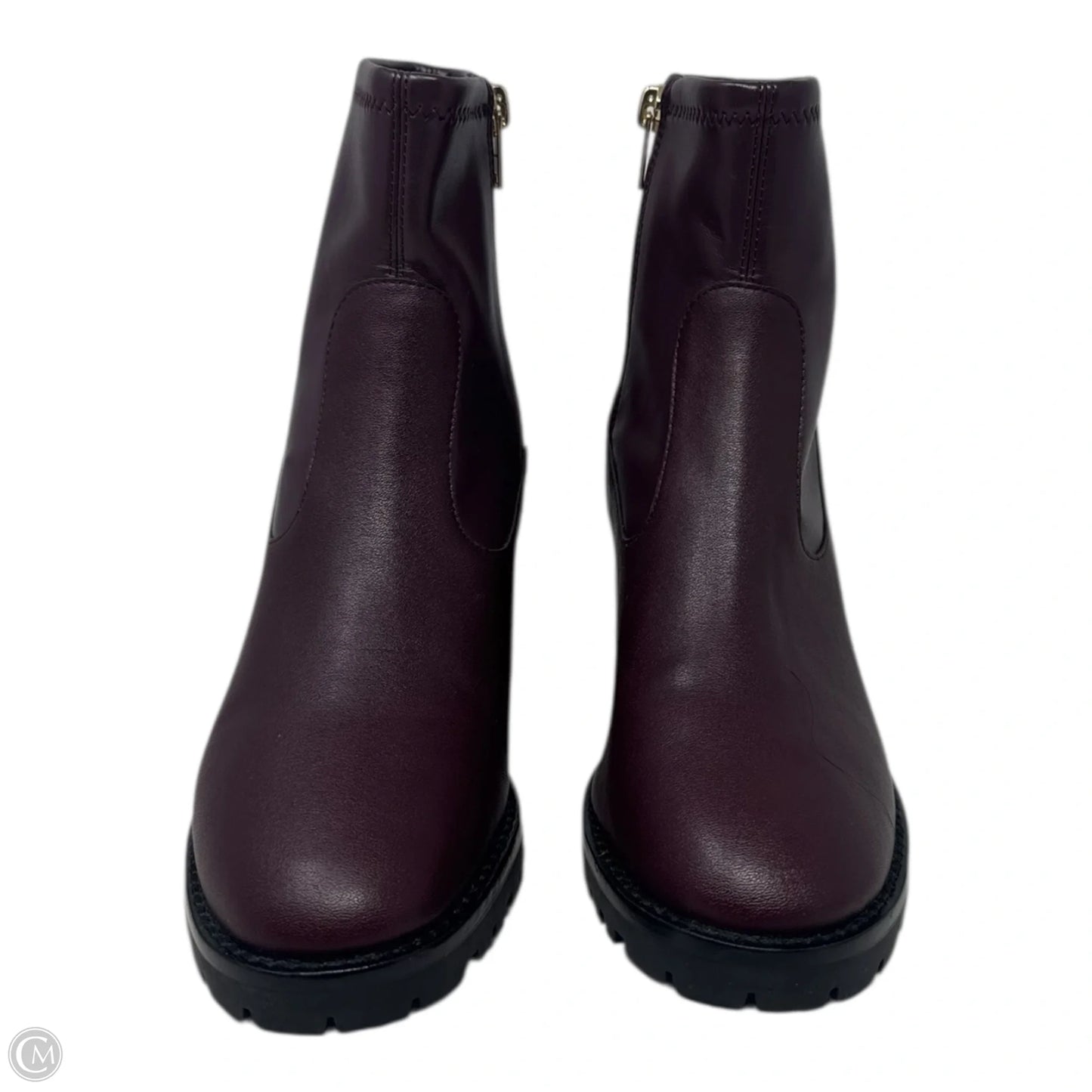 Joy Leather Boots Designer By Coach In Maroon, Size: 6.5