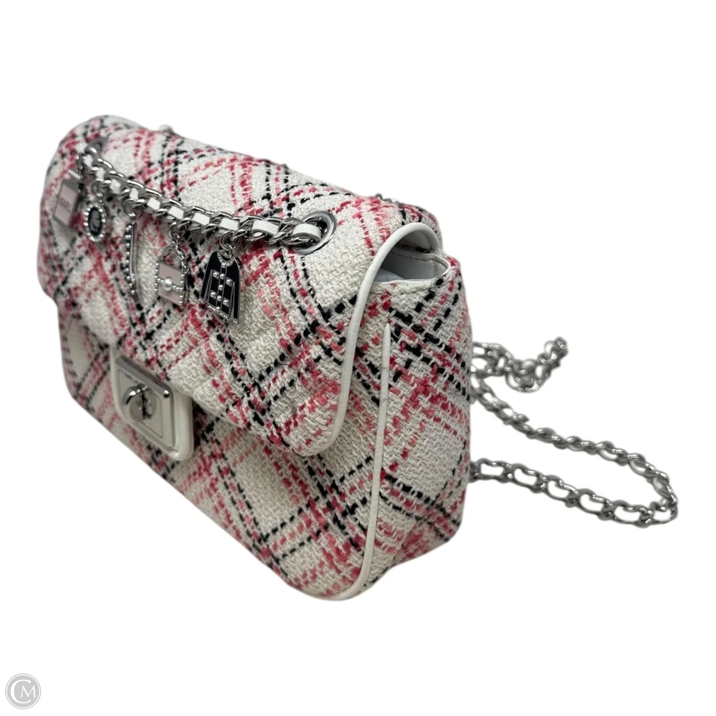 Agyness Tweed Charm Handbag Designer By Karl Lagerfeld, Size: Medium